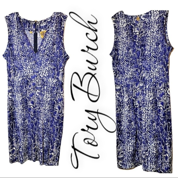 TORY BURCH 100% SILK CARLY SNAKEPRINT SLEEVELESS COCKTAIL DRESS, Size Medium - Picture 4 of 9